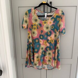 LuLaRoe Perfect T (Pink and Yellow Floral Short Sleeve Top)